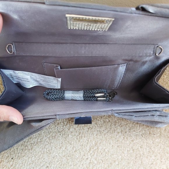 Dark Grey Shiny Bow Shaped Evening Clutch - Picture 3 of 5